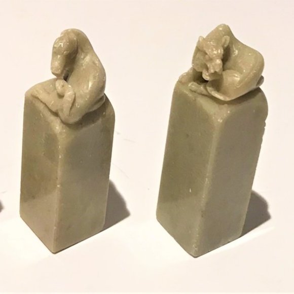 Chinese Natural Stone Seal Stamp Hand Carved H2.75" Set of 4 - Picture 1 of 8